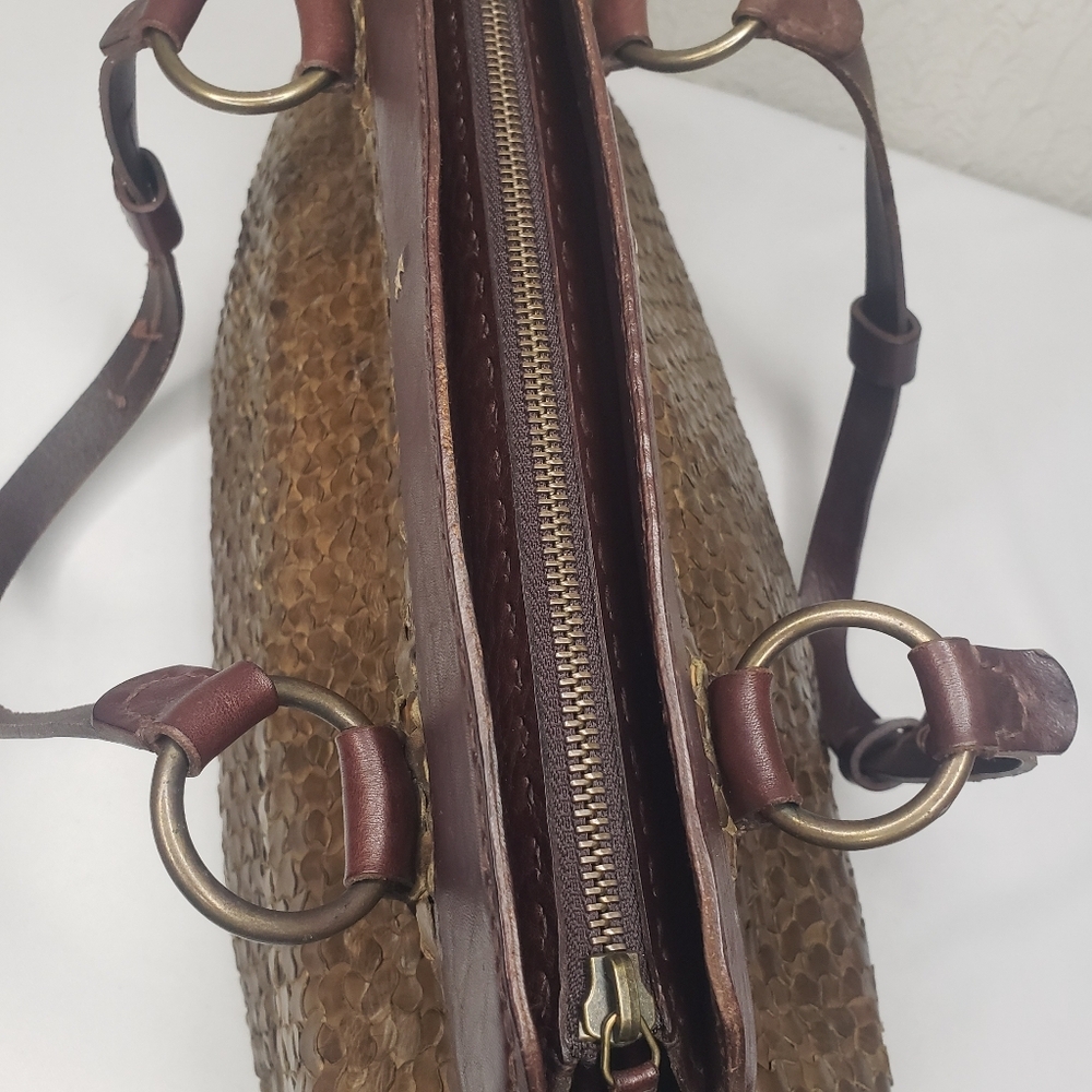 Henry Beguelin Woven Brown Leather Shoulder Bag Made in Italy - Picture 15 of 16